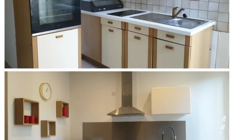 cuisine rénovée et modernisée pour un studio meublée à Toulouse 